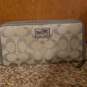 Silver Coach Zip wallet